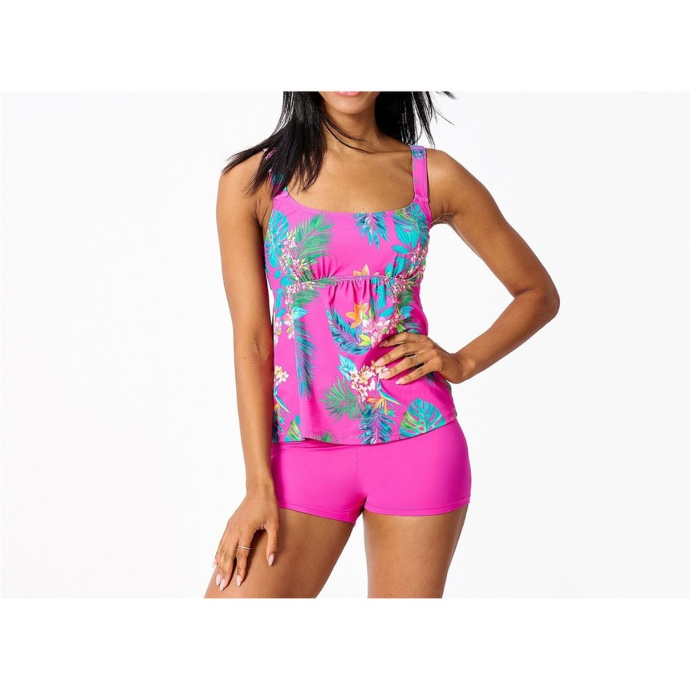 Cute NWT Kim Gravel beach pool Raspberry tropical tankini 2 piece swim suit
